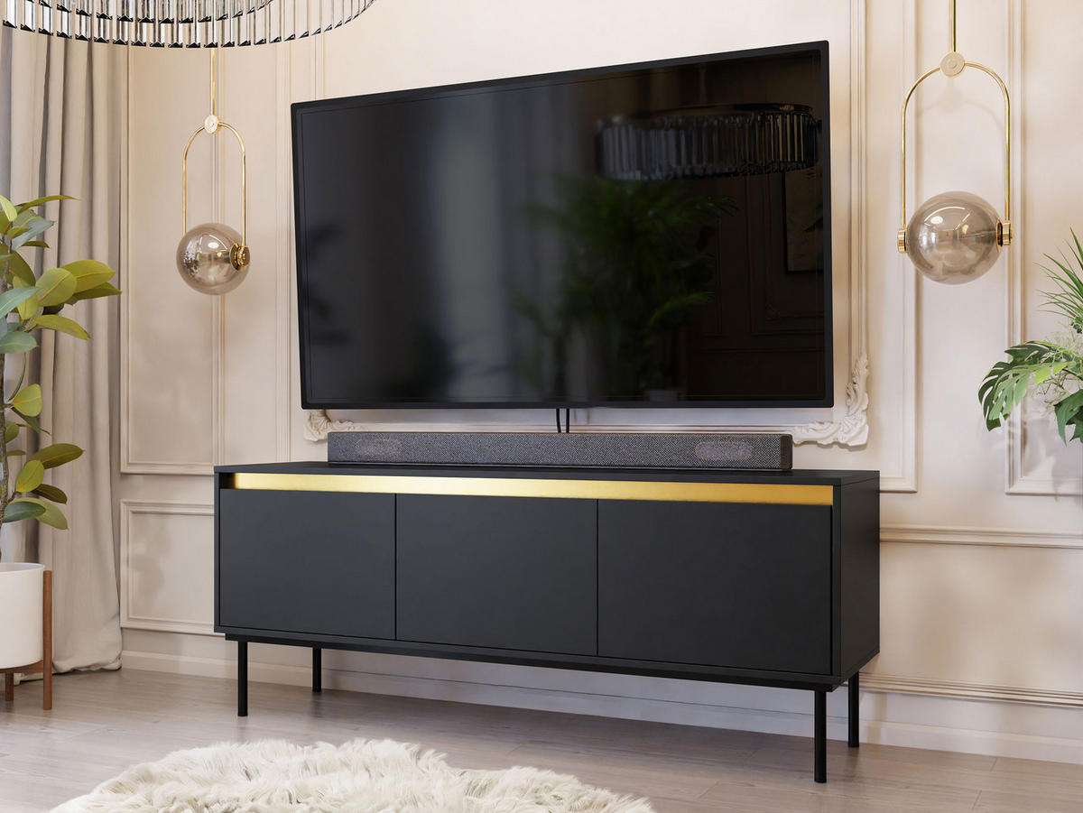 TV-LOWBOARD Carmesi 3D - Schwarz, Holzwerkstoff/Metall (150/60/40cm) - MIRJAN24