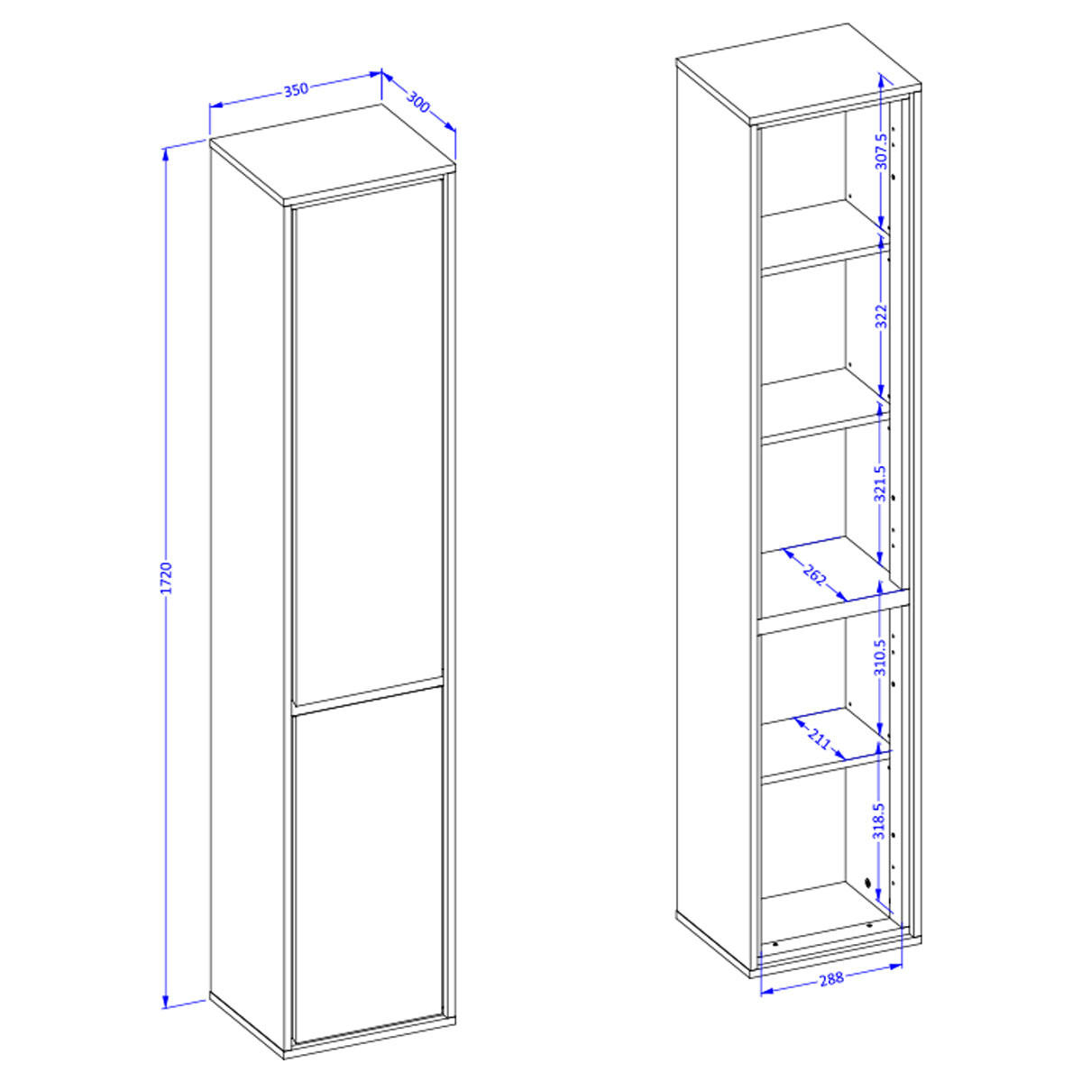 HÄNGESÄULE Sophéa Weiß - Weiß, Holzwerkstoff (35/172/30cm) - Petits-meubles