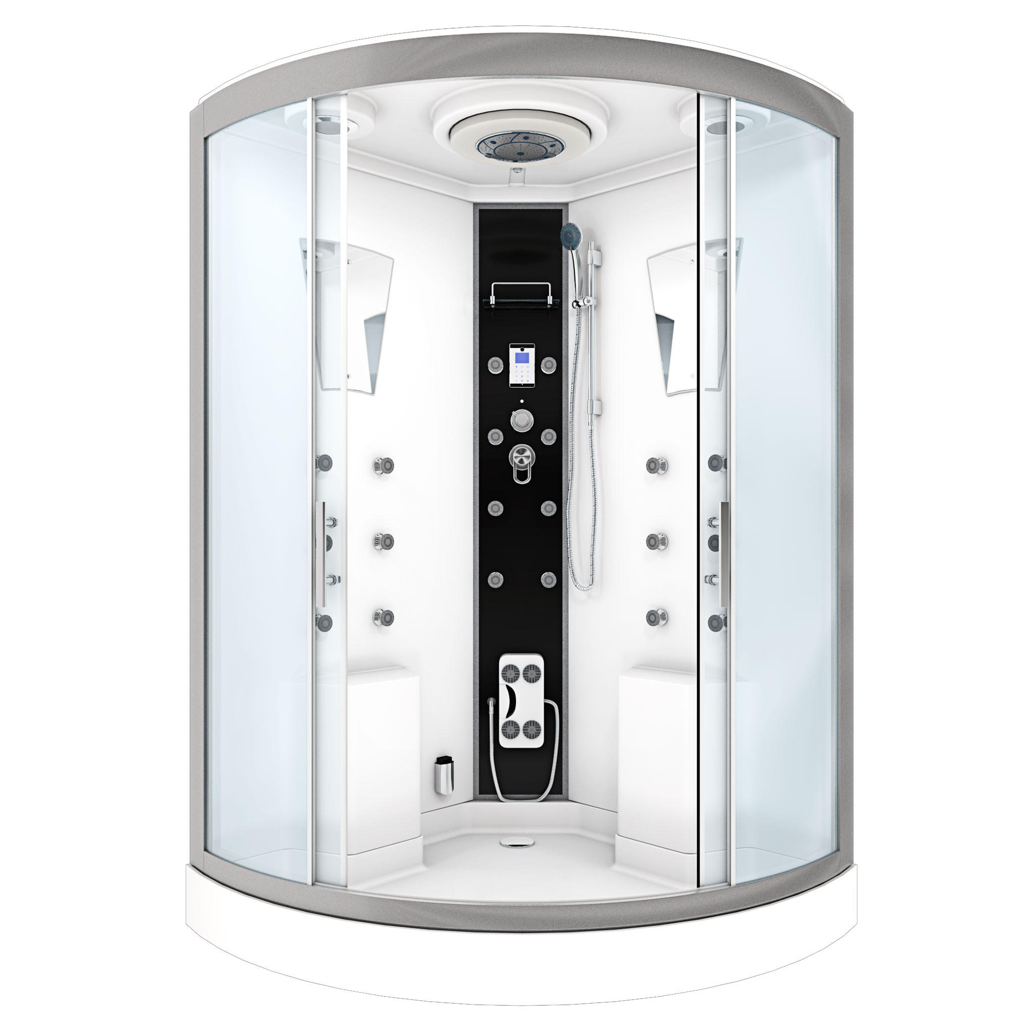 DAMPFDUSCHE Duschkabine D26-EH-EA 130x130 cm - Weiß, Glas/Kunststoff (130/130/220cm) - AcquaVapore by Sandra Jentho