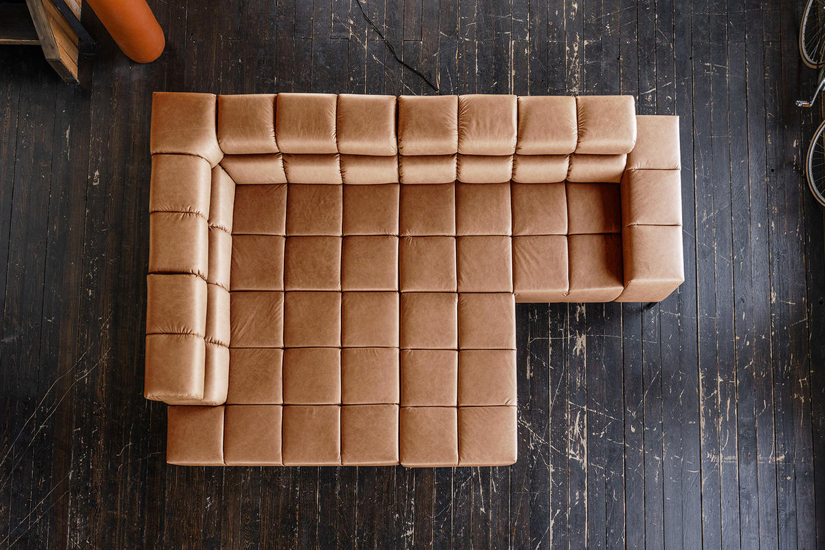ECKSOFA NELSON Braun Leder - Cognac/Dunkelbraun, Leder/Metall (321/216cm) - KAWOLA
