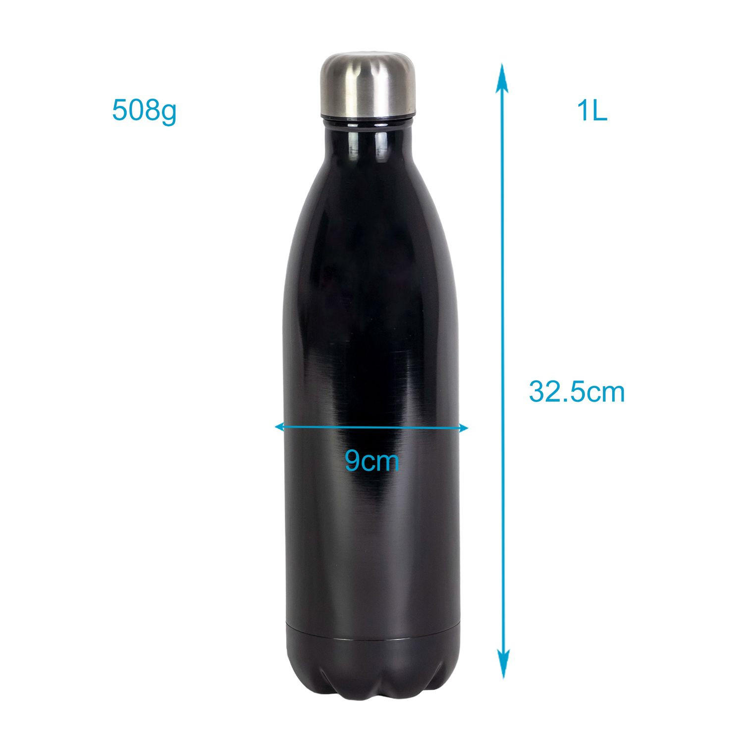 THERMOSKANNE 1 Liter Auslaufsicher - Schwarz, Metall (0.75L) - Intirilife