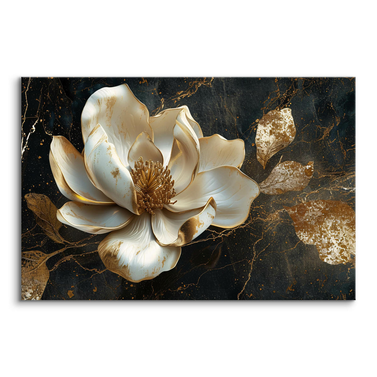 LEINWANDBILD Blume 3D Abstraktion Glamour 120/80 cm - Beige/Schwarz, Textil (120/80cm) - Muralo