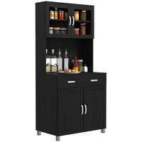 BUFFET DE-11309 4 Türen & Schublade mit Arbeitsplatte Schwarz - Schwarz, Holzwerkstoff (121.92/431.8/203.2cm) - ComfortXL