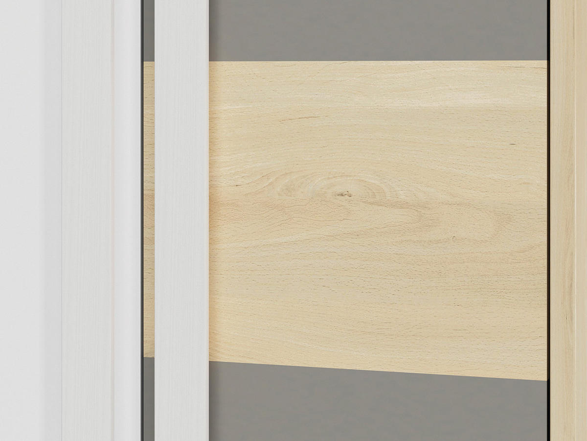 KLEIDERSCHRANK Drop Fjord Buche / weiß / grau 80 / 55 / 199cm - Multicolor/Braun, Holz/Holzwerkstoff (80/199/55cm) - Feldmann-Wohnen