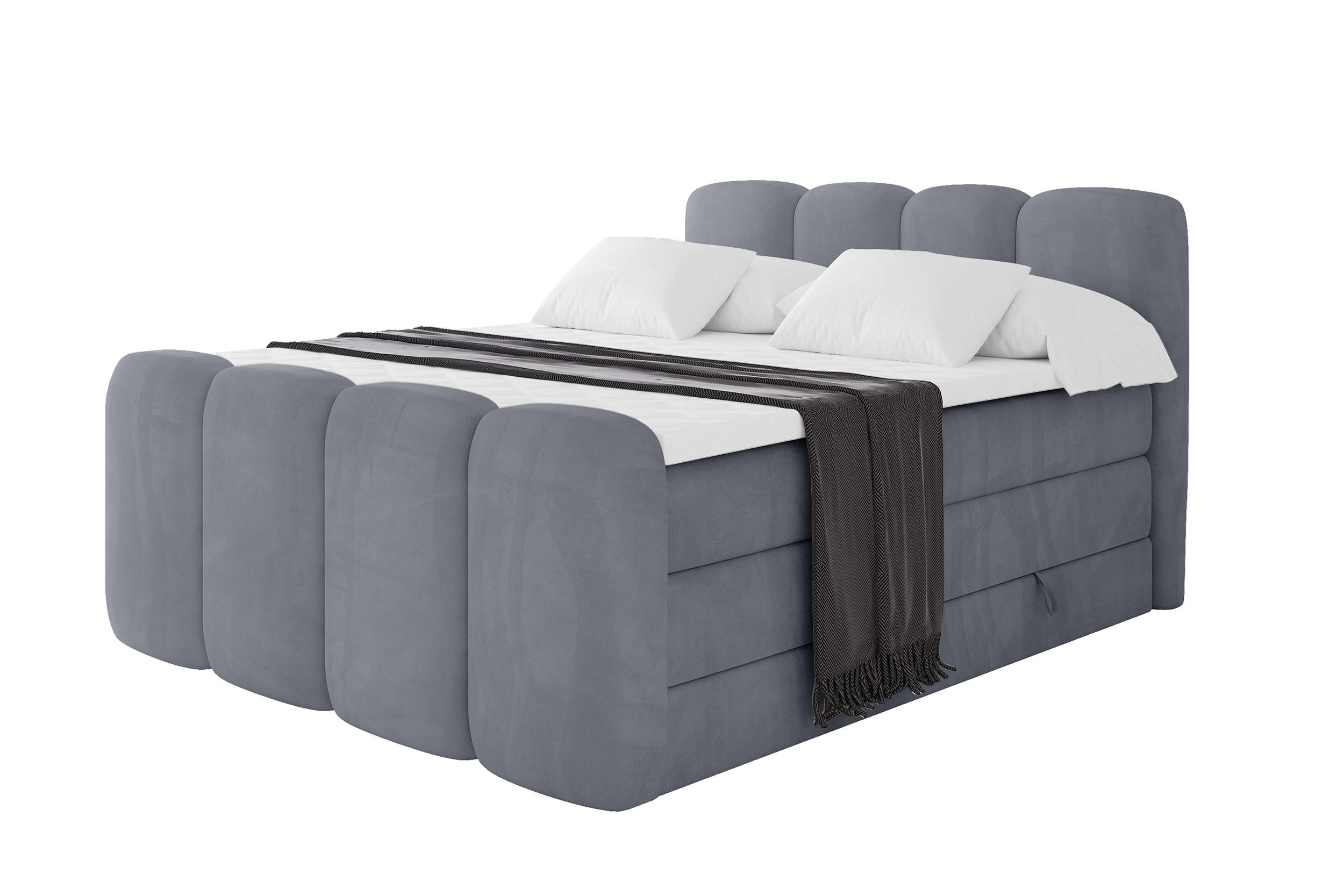 BOXBETT mit Matratze H3|H4 und Lattenrost - NINA-Z KING - 160x200 cm Casablanca - Grau - Anthrazit, Holzwerkstoff (160/200cm) - ALTDECOR