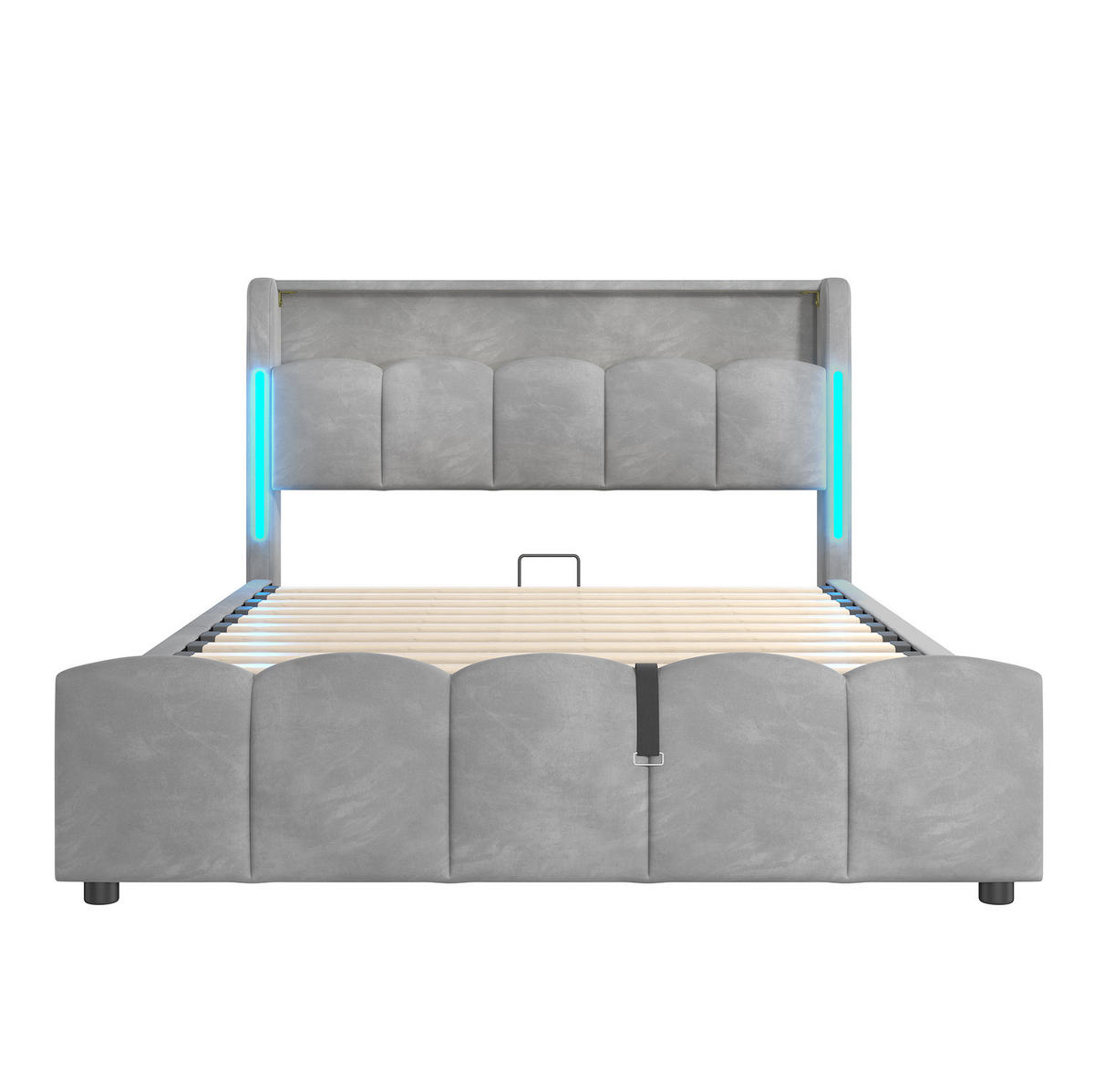 POLSTERBETT mit Stauraum und LED 140x200 cm Samt Grau - Grau, Metall (140/200cm) - Meubliv