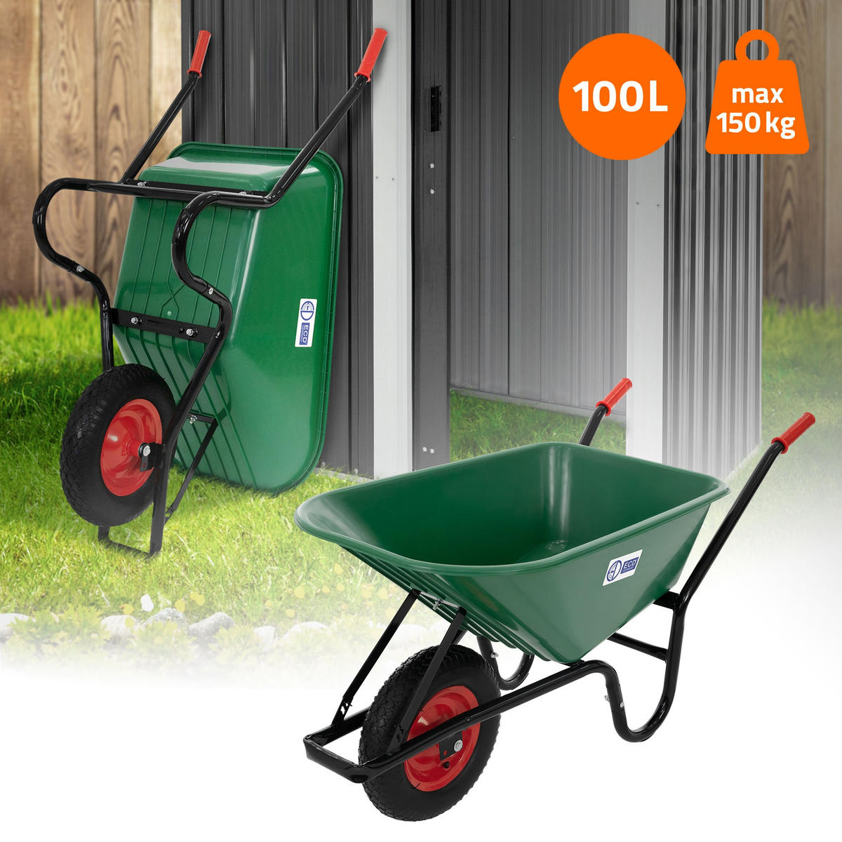 SCHUBKARRE - Grün, Kunststoff (60/65/143cm) - ECD-Germany