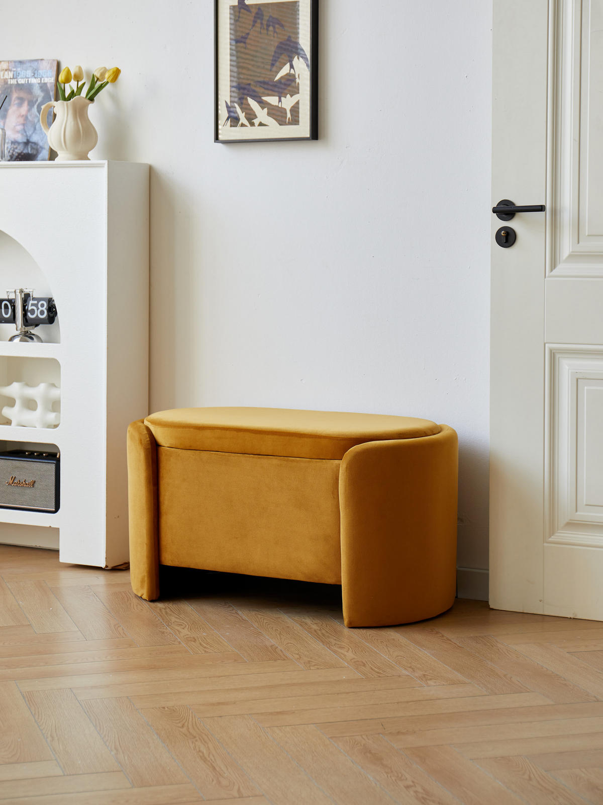 SITZBANK Samt Gelb - Gelb, Textil (88/46/45cm) - Nordlys