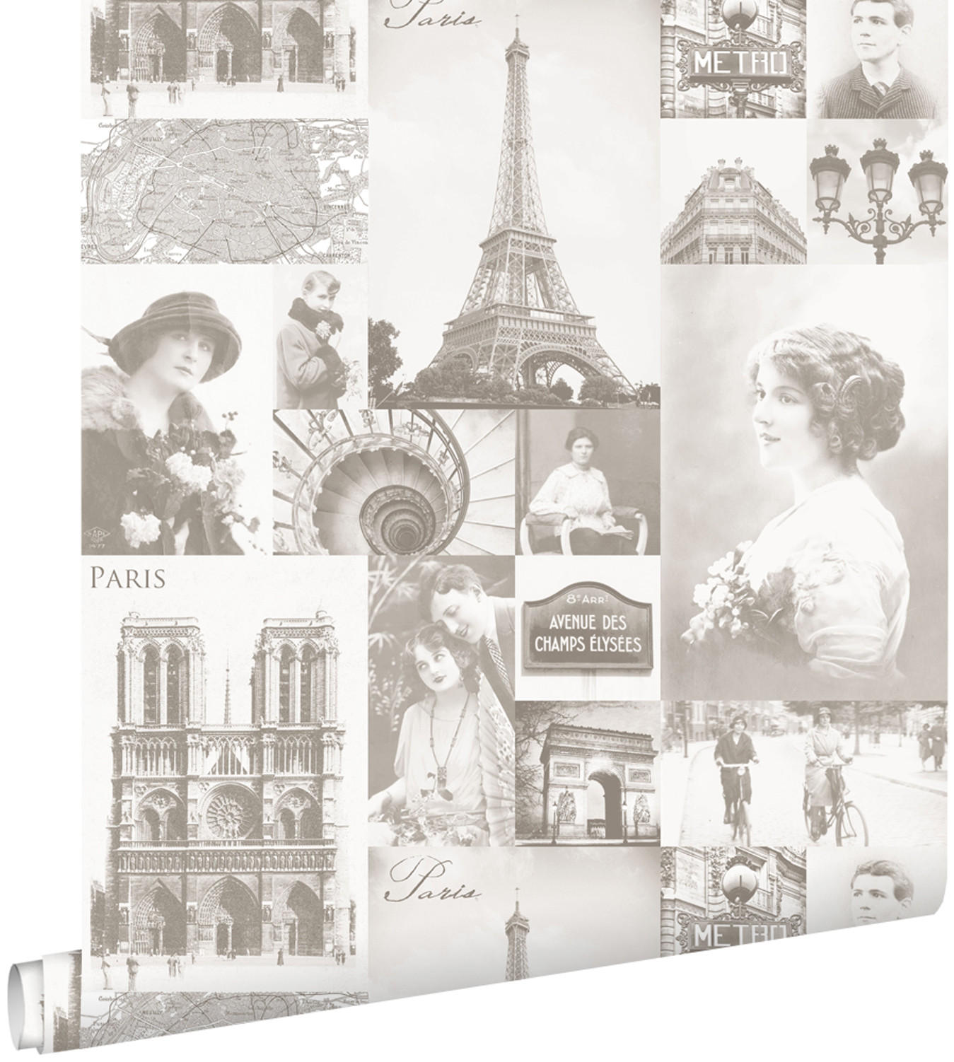 TAPETE Paris Ansicht 53 cm x 10.05 m - Beige, Papier (53/1000cm) - ESTAhome