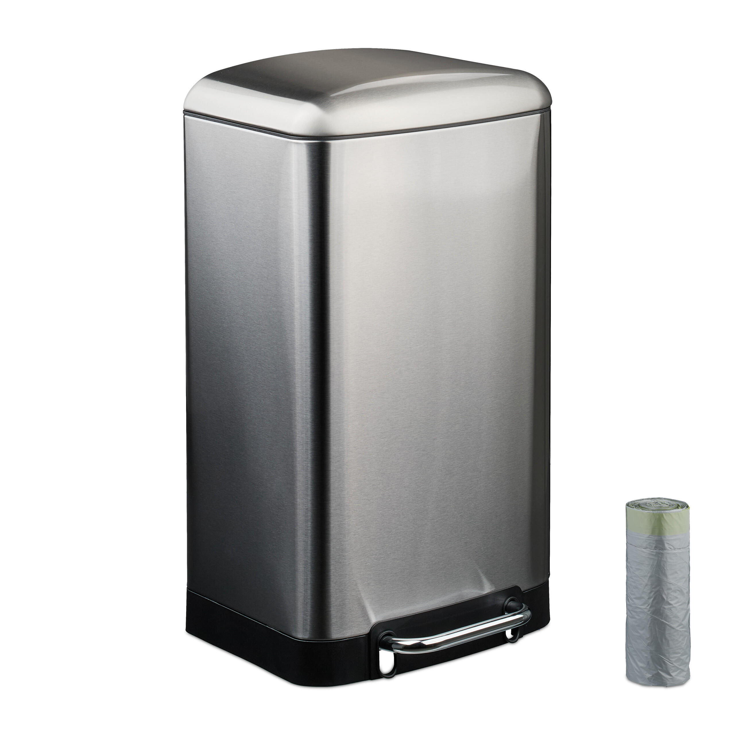 Relaxdays KOŠ Stříbrný 30 l nerez Soft-Close pedál