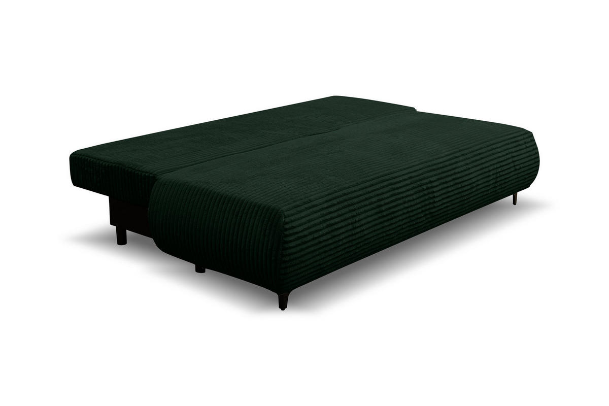 SCHLAFSOFA Etna mit Schlaffunktion und Bettkasten, Farbe: Grün, Cordstoff, Ottomane Unsiversal - Grün, Textil (205/80/90cm) - VENASI MÖBEL