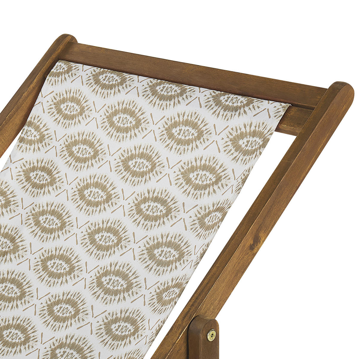 GARTENLIEGE 2er-Set hellbraun Textil weiß/beige Bohomuster Anzio - Dunkelbraun/Beige, Textil (54/70/97cm) - Beliani