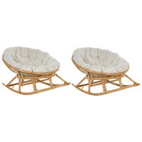 SCHAUKELSTUHL 2er-SET Rattan naturfarben/hellbeige Orvieto - Beige/Naturfarben, Naturmaterialien (110/72/108cm) - Beliani