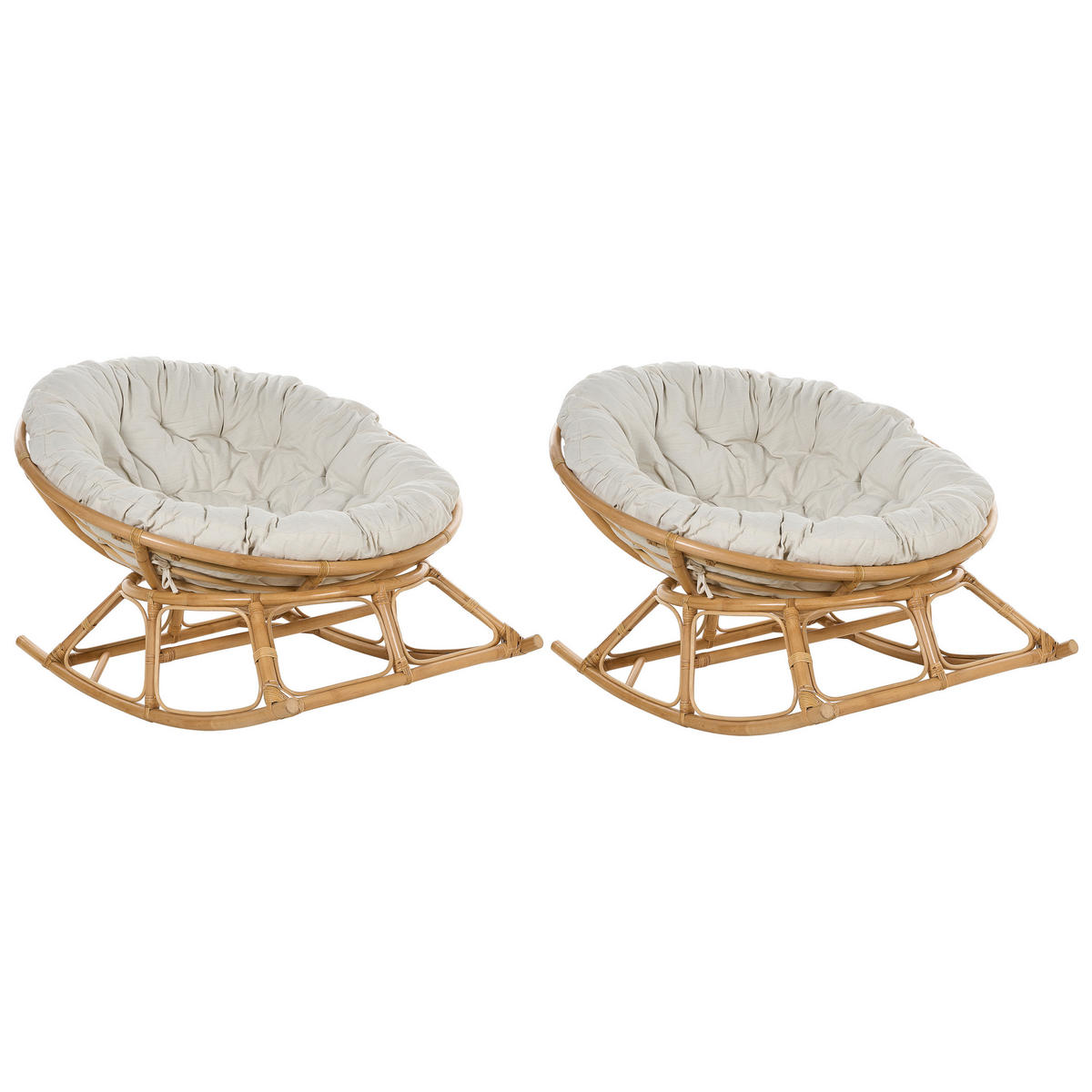 SCHAUKELSTUHL 2er-SET Rattan naturfarben/hellbeige Orvieto - Beige/Naturfarben, Naturmaterialien (110/72/108cm) - Beliani