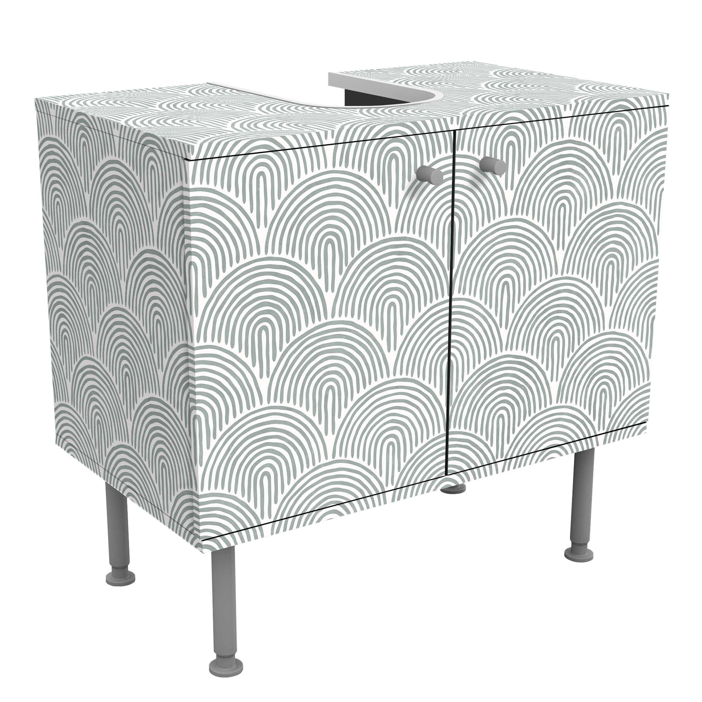 WASCHBECKENUNTERSCHRANK Boho Bogen Muster Eucalyptus 60/55/35 cm - Türkis, Holzwerkstoff (60/55/35cm) - Bilderwelten
