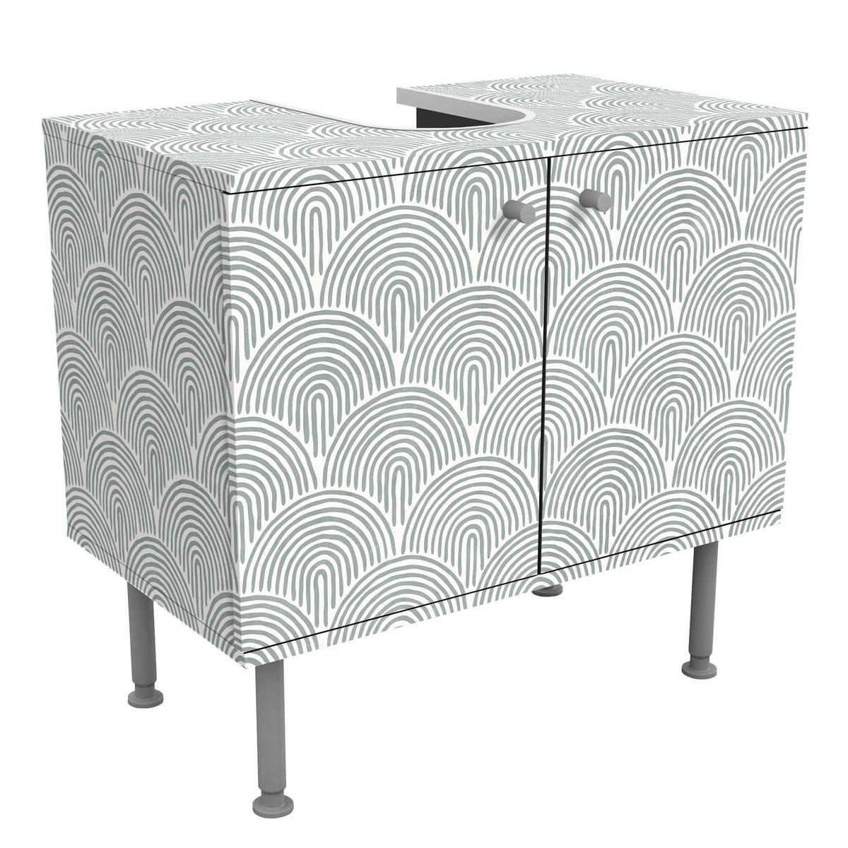 WASCHBECKENUNTERSCHRANK Boho Bogen Muster Eucalyptus 60/55/35 cm - Türkis, Holzwerkstoff (60/55/35cm) - Bilderwelten