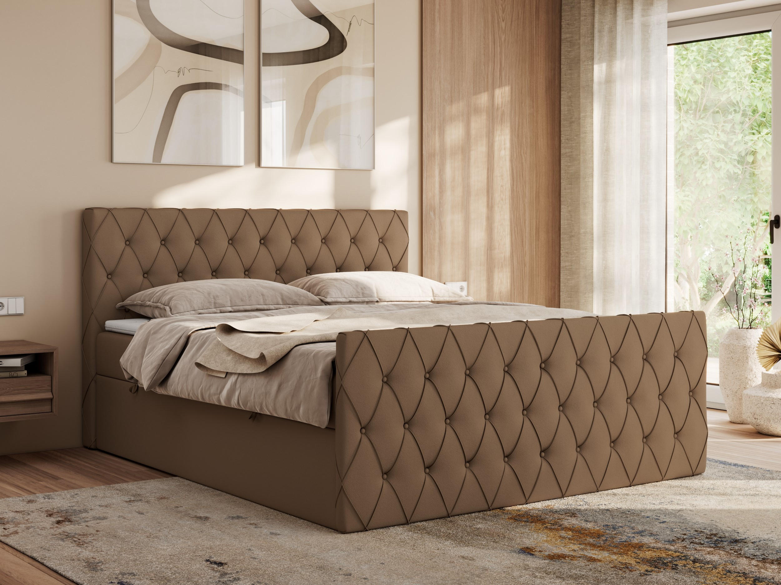 BOXBETT MIREN DUO 120/200 - Braun Kunstleder - H3 - Braun, Holz/Textil (120/200cm) - MKS