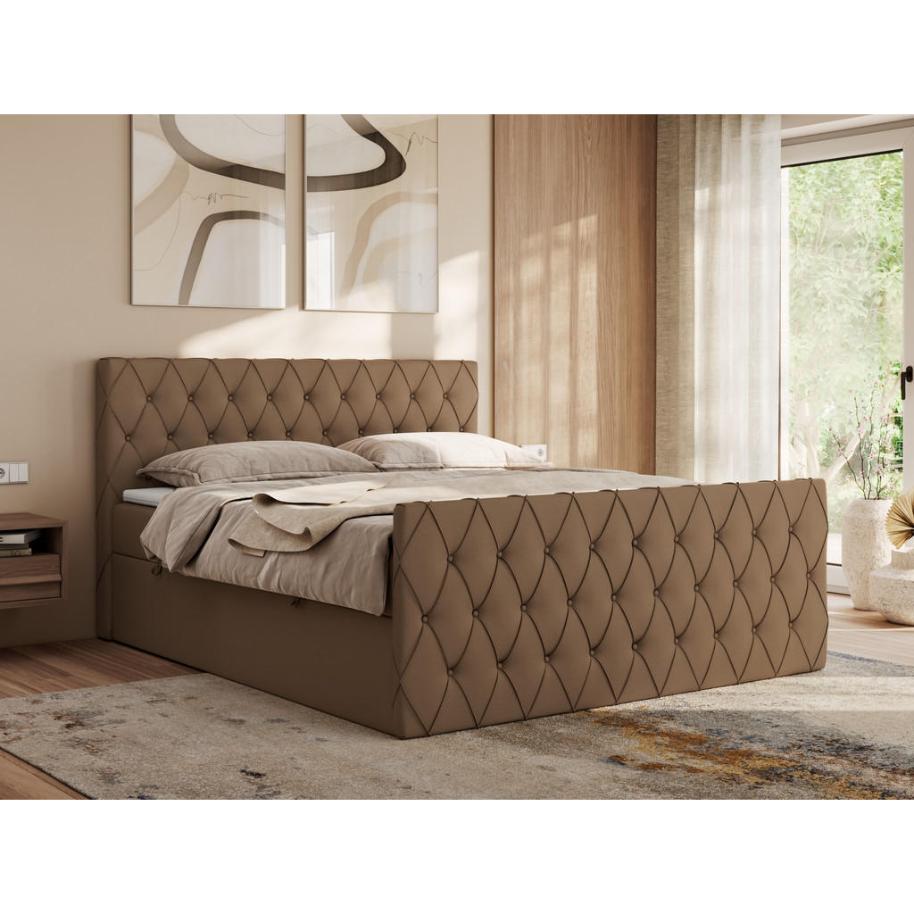 Thumbnail - MKS Boxbett, Braun, Textil, 2-Sitzer, H4, 7-Zonen, Rechteckig, 160x200 cm, Oeko-Tex®, Schlafzimmer, Betten, Boxspringbet...