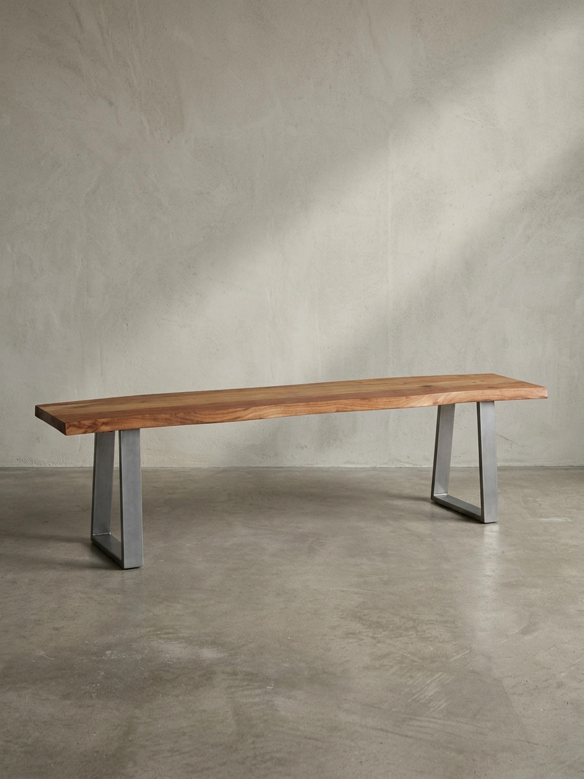 ESSZIMMERBANK Massivholz Metall Baumkante Chromgestell, Akazie 160x40x46 cm - Silberfarben/Braun, Holz/Metall (160/46/40cm) - KADIMA DESIGN