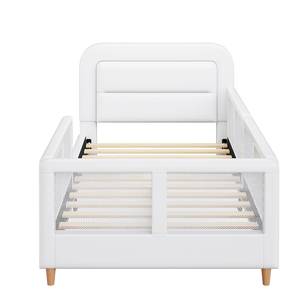 POLSTERBETT 90x200 cm Sicherheitsgeländer weiß - Weiß, Holzwerkstoff (90/200cm) - LEBENLANG