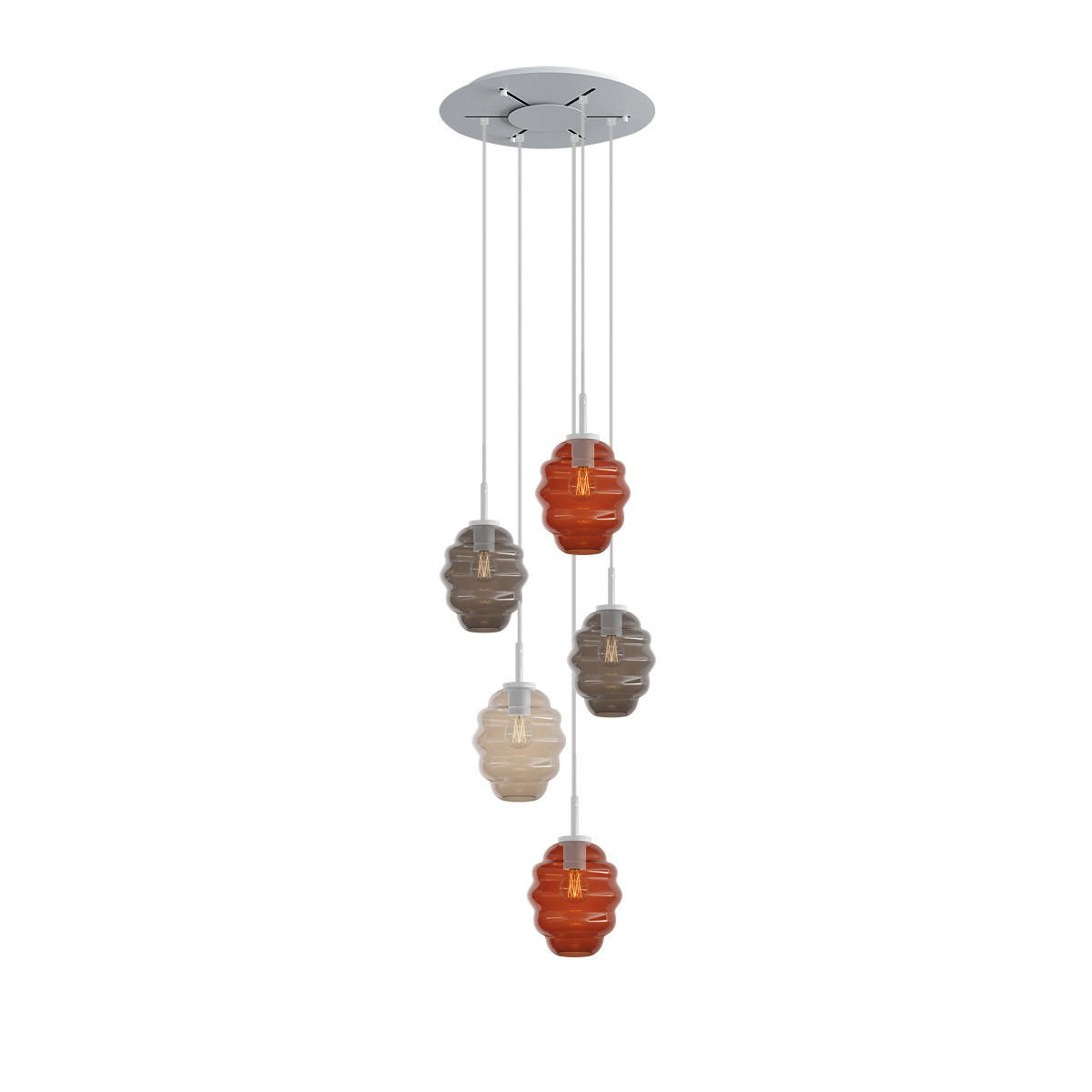 GALERIELEUCHTE Echos 5-flammig Mehrfarbig Ø 18cm - Multicolor/Schwarz, Glas (18/18/20cm) - s.luce