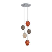 GALERIELEUCHTE Echos 5-flammig Mehrfarbig Ø 18cm - Multicolor/Schwarz, Glas (18/18/20cm) - s.luce