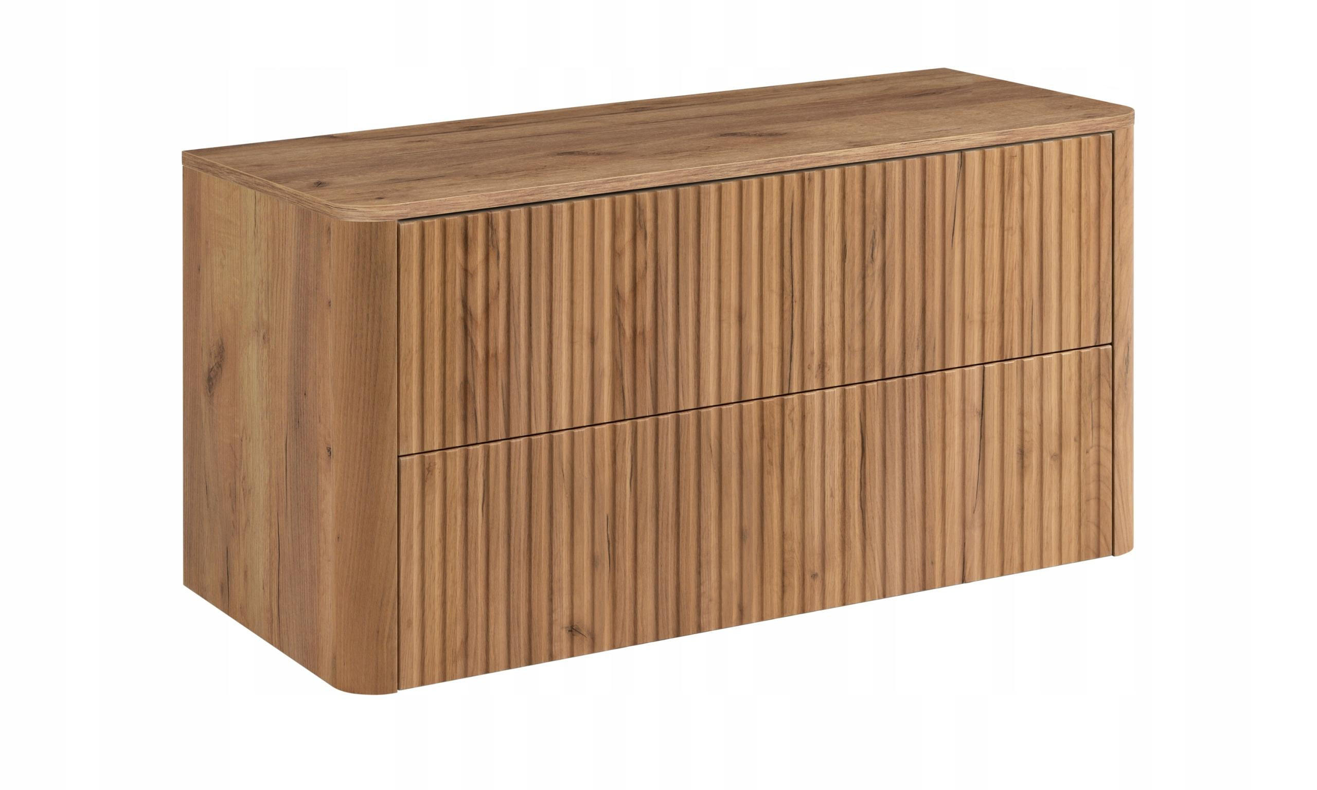 WASCHBECKENUNTERSCHRANK LINEA hängend geriffelt Eiche dunkelbraun mit Waschtischplatte 100/48/44 cm - Braun, Holzwerkstoff (100/48.4/43.7cm) - Rodan