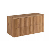WASCHBECKENUNTERSCHRANK LINEA hängend geriffelt Eiche dunkelbraun mit Waschtischplatte 100/48/44 cm - Braun, Holzwerkstoff (100/48.4/43.7cm) - Rodan