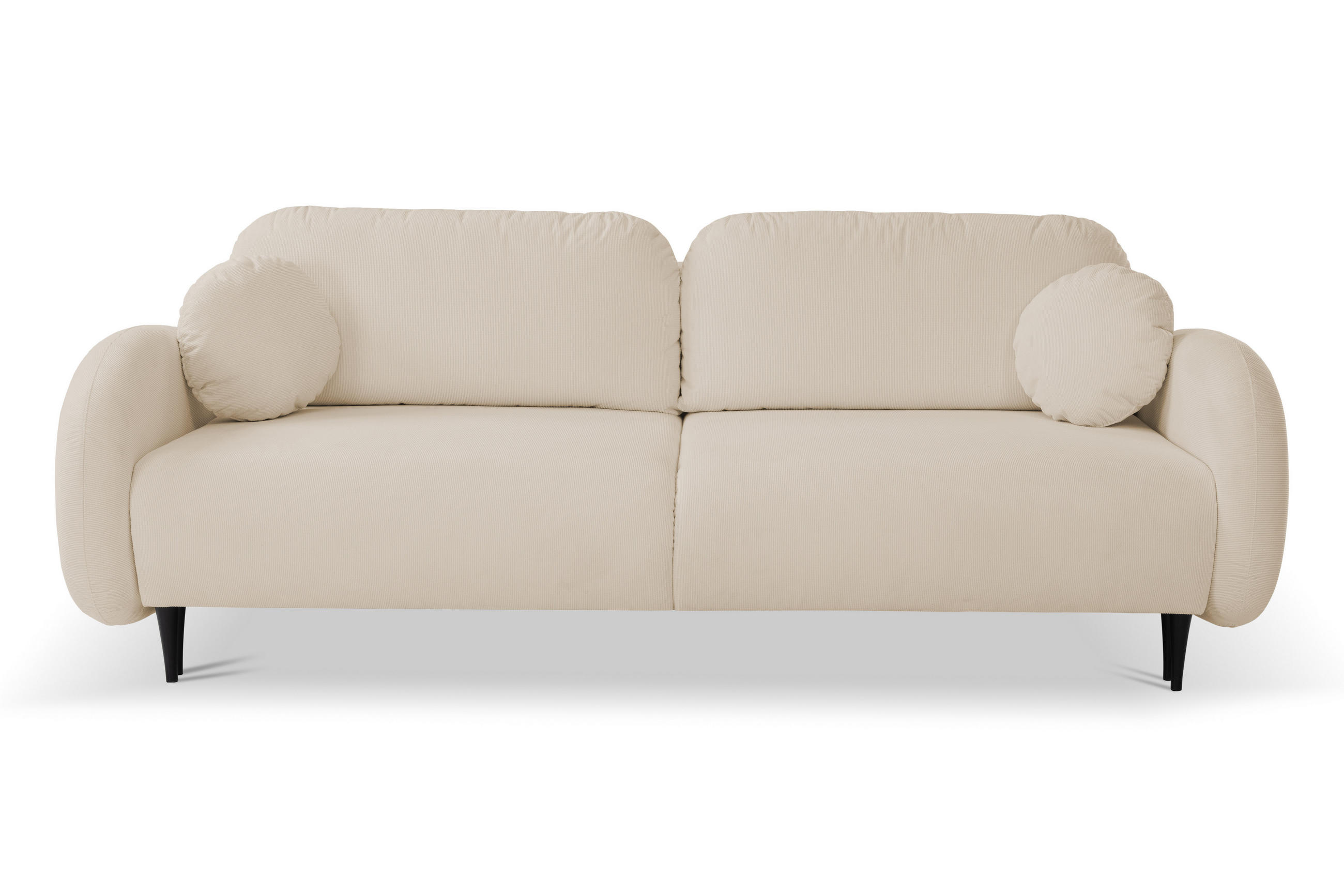 SOFA SOFT RunAgin Mit Schlaffunktion Und Bettkasten, PUR-Schaum, Schwarze Kunststofffüße, lose Rückenkissen, freistehend, 232x109x95 cm Beige - Beige, Holz/Textil (232/95/109cm) - DomoHome