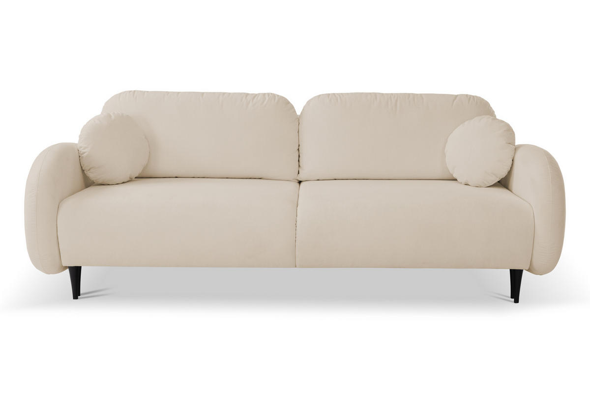 SOFA SOFT RunAgin Mit Schlaffunktion Und Bettkasten, PUR-Schaum, Schwarze Kunststofffüße, lose Rückenkissen, freistehend, 232x109x95 cm Beige - Beige, Holz/Textil (232/95/109cm) - DomoHome