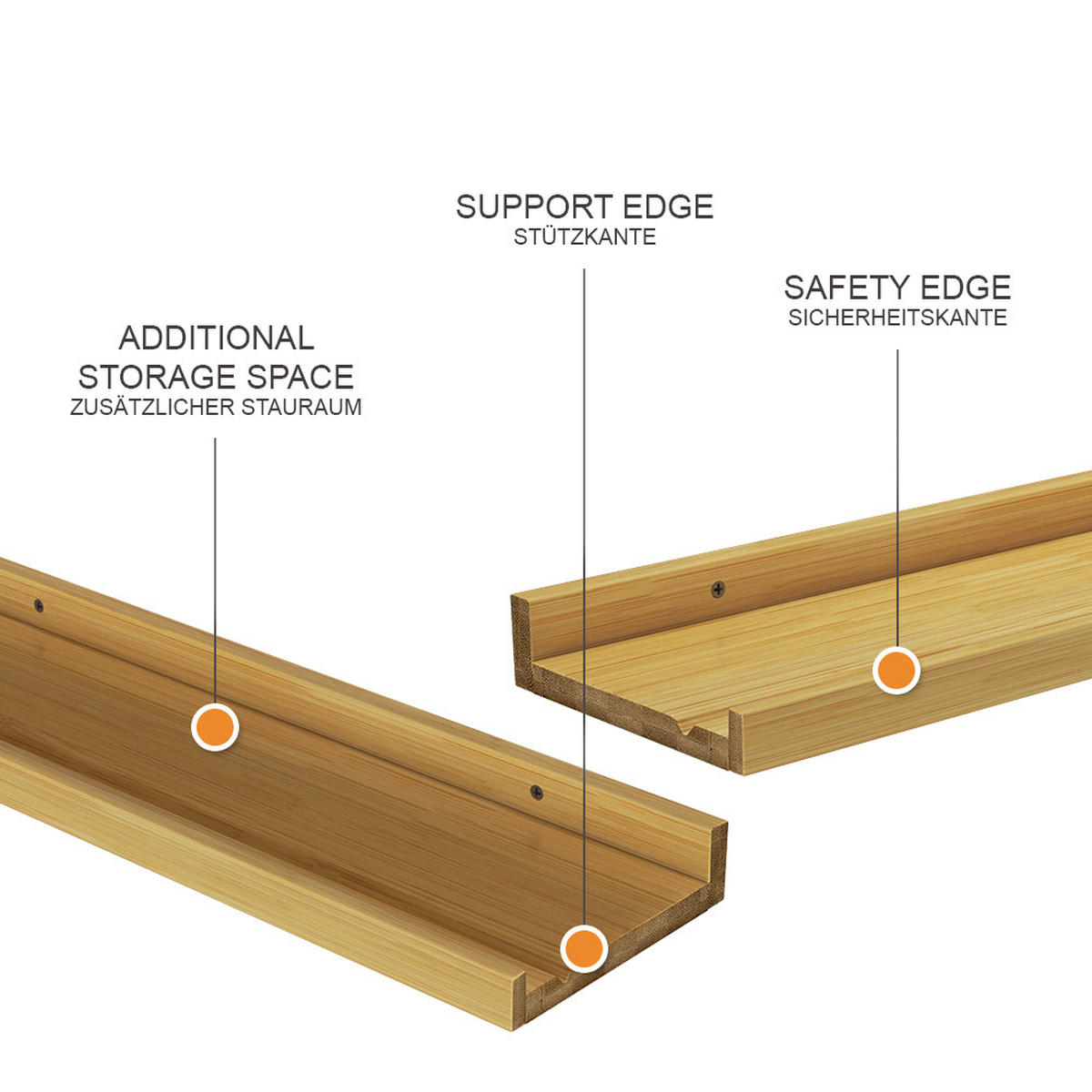 WANDREGAL Linus Naturholz 90 x 4 cm 2er Set - Eichefarben, Holzwerkstoff (90/4/15cm) - Vicco