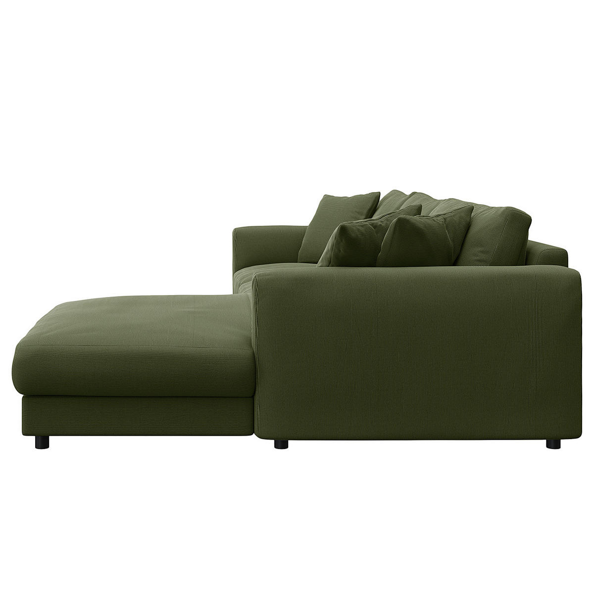 ECKSOFA mit Longchair - Schwarz/Grün, Kunststoff/Textil (286/183cm) - home24