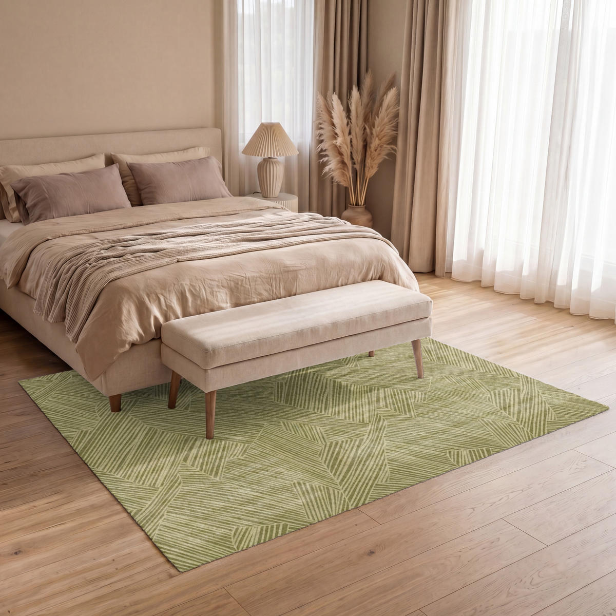 KOBERCE - Abstraktné - Moderné - Zelené - 200x140 cm - olivovozelená, textil/plast (200/0.4cm) - OnlyWow