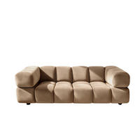 SOFA 3-Sitzer, Couch, Veloursstoff Bluvel, Latte, Averro - Hellbraun, Holz (240/70/96cm) - Kaiser Möbel