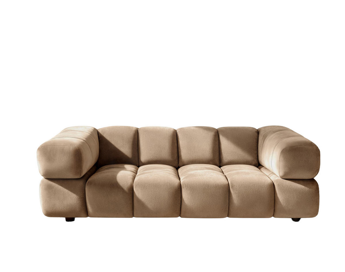 SOFA 3-Sitzer, Couch, Veloursstoff Bluvel, Latte, Averro - Hellbraun, Holz (240/70/96cm) - Kaiser Möbel