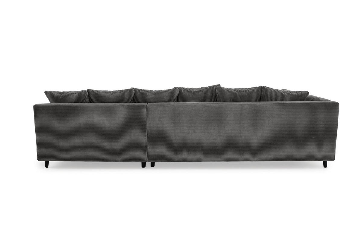 ECKSOFA mit dekorativen Steppungen und Rutschenlehne, seitenverkehrt montierbar B326/T213/H91 cm, Cord Grau Anthrazit / 15222 - Schieferfarben/Anthrazit, Textil/Metall (326/213cm) - luma-home