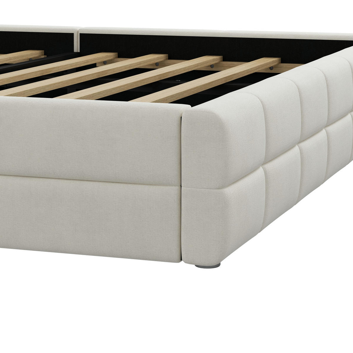 POLSTERBETT 180/200 cm in Beige mit Gepolstertem Kopfteil Samt Modernes Design - Beige, Holzwerkstoff/Textil (180/200cm) - STILVORA