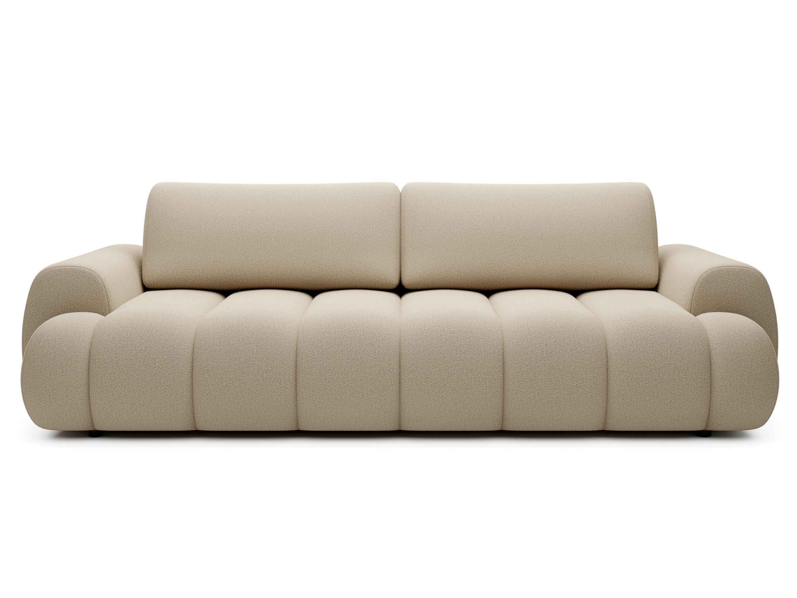BETTSOFA SITO Creme Geflochtener Stoff mit Schlaffunktion - Creme, Textil (110/81/263cm) - MASSENO