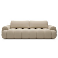 BETTSOFA SITO Creme Geflochtener Stoff mit Schlaffunktion - Creme, Textil (110/81/263cm) - MASSENO