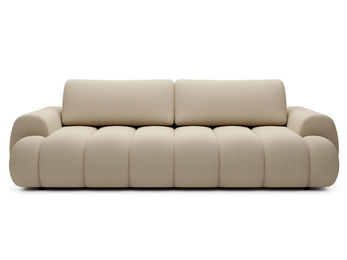 BETTSOFA SITO Creme Geflochtener Stoff mit Schlaffunktion - Creme, Textil (110/81/263cm) - MASSENO