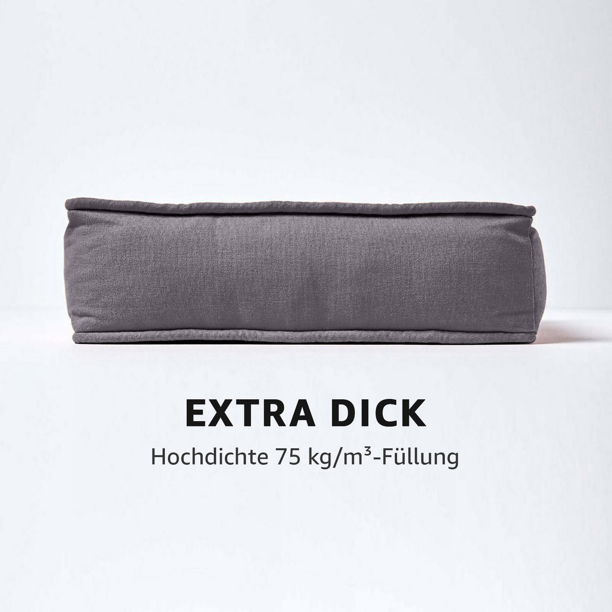 SITZKISSEN dunkelgrau 40/40/10 cm – Stuhlkissen Baumwolle - Dunkelgrau, Textil (40/40/10cm) - Homescapes