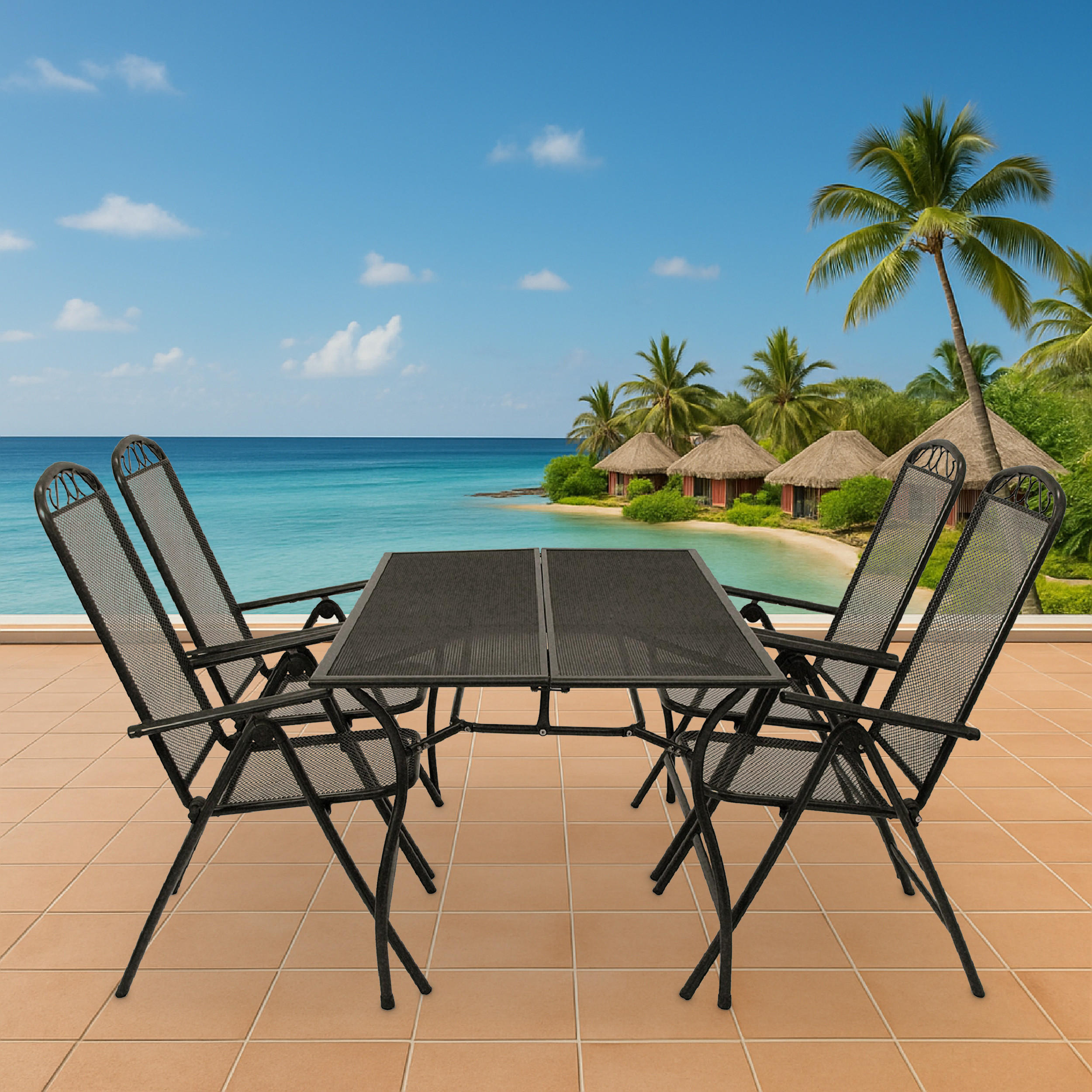 Thumbnail - TPFGarden Gartenessgruppe, Grau, Metall, Gartenmöbel, Gartenmöbel-Sets