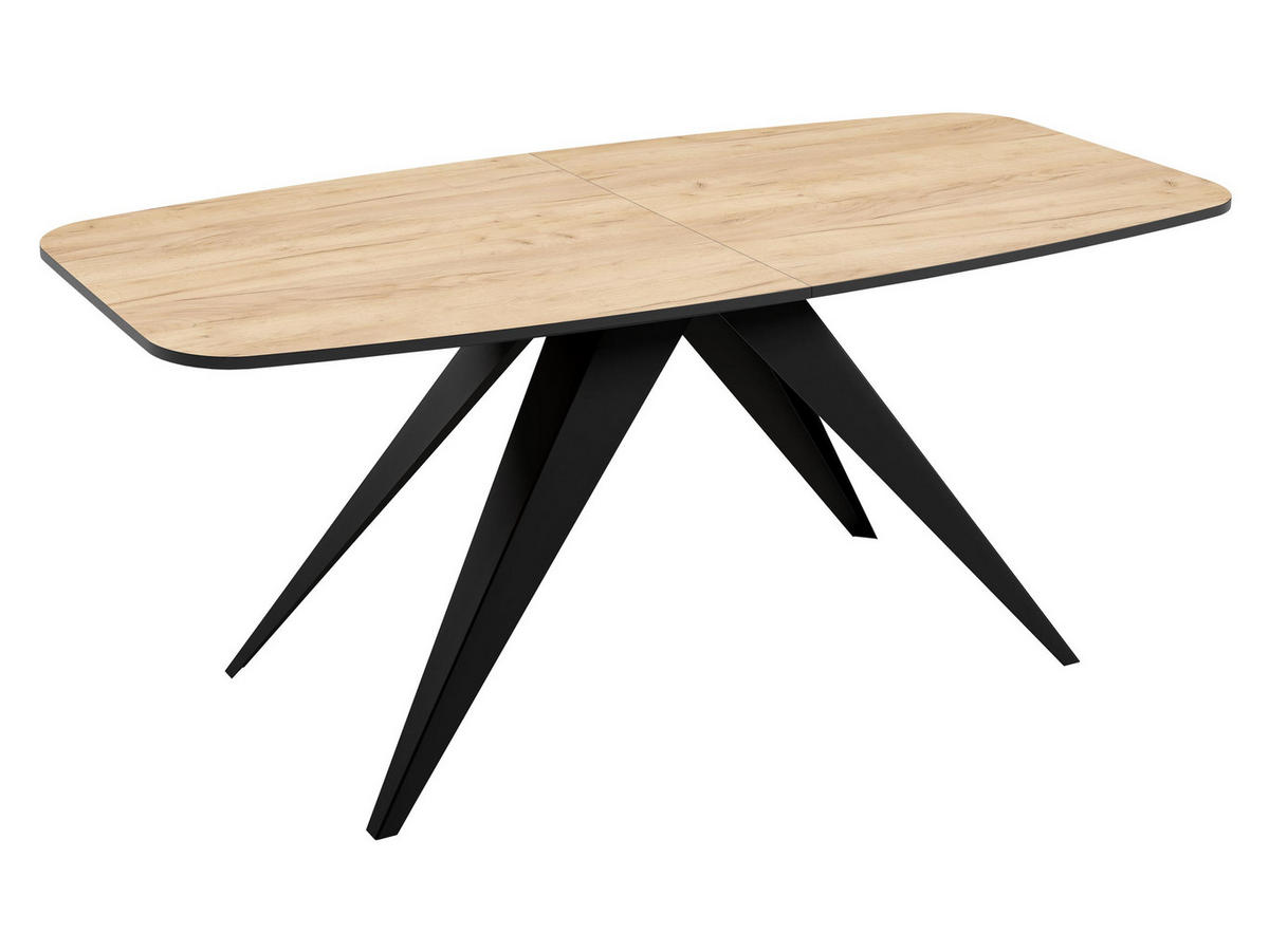 TISCH Ferro 160 - Eichefarben/Schwarz, Holzwerkstoff/Metall (80/160/76cm) - MIRJAN24