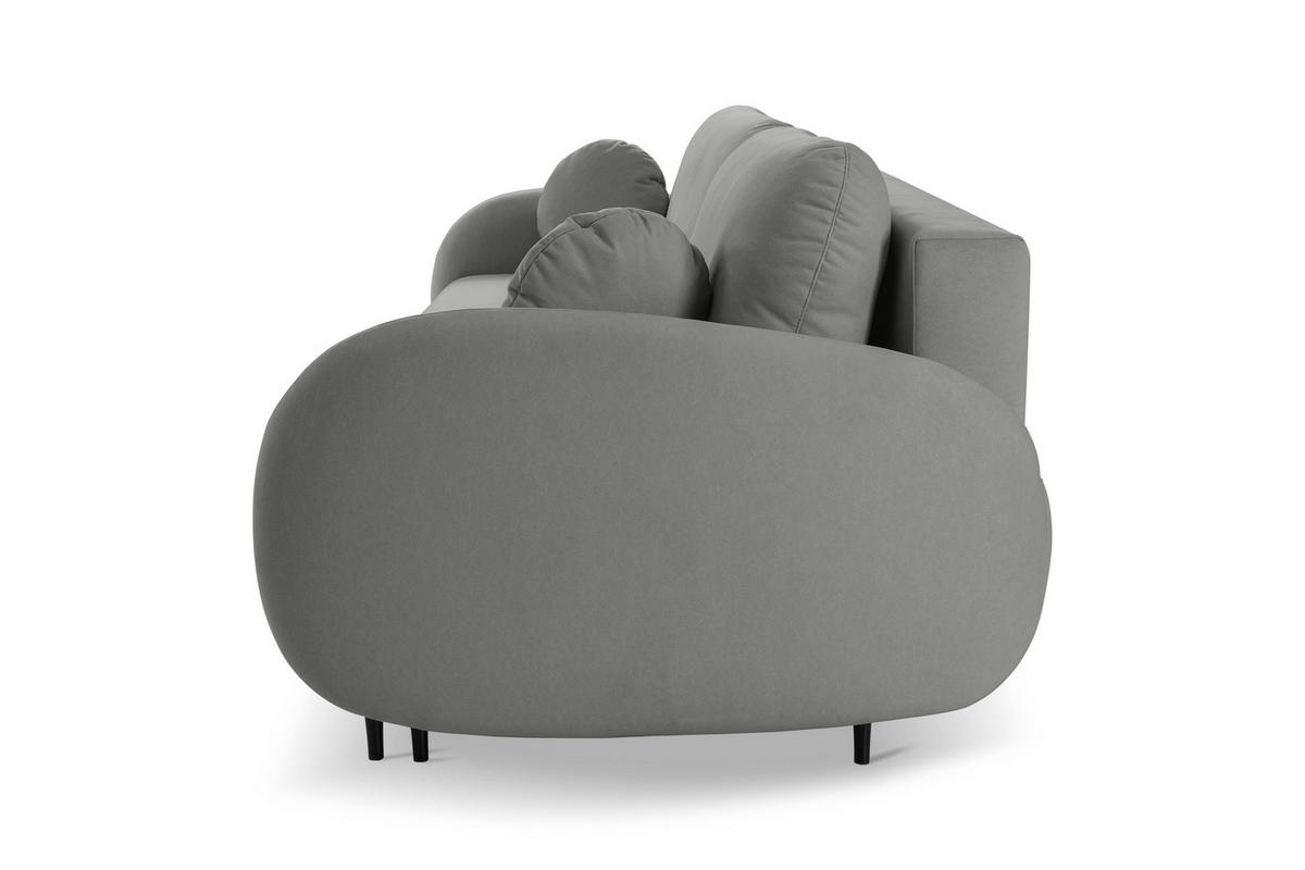 BETTSOFA AGIO Grau Plüsch-Stoff mit Schlaffunktion - Grau, Holz (232/95/109cm) - MASSENO