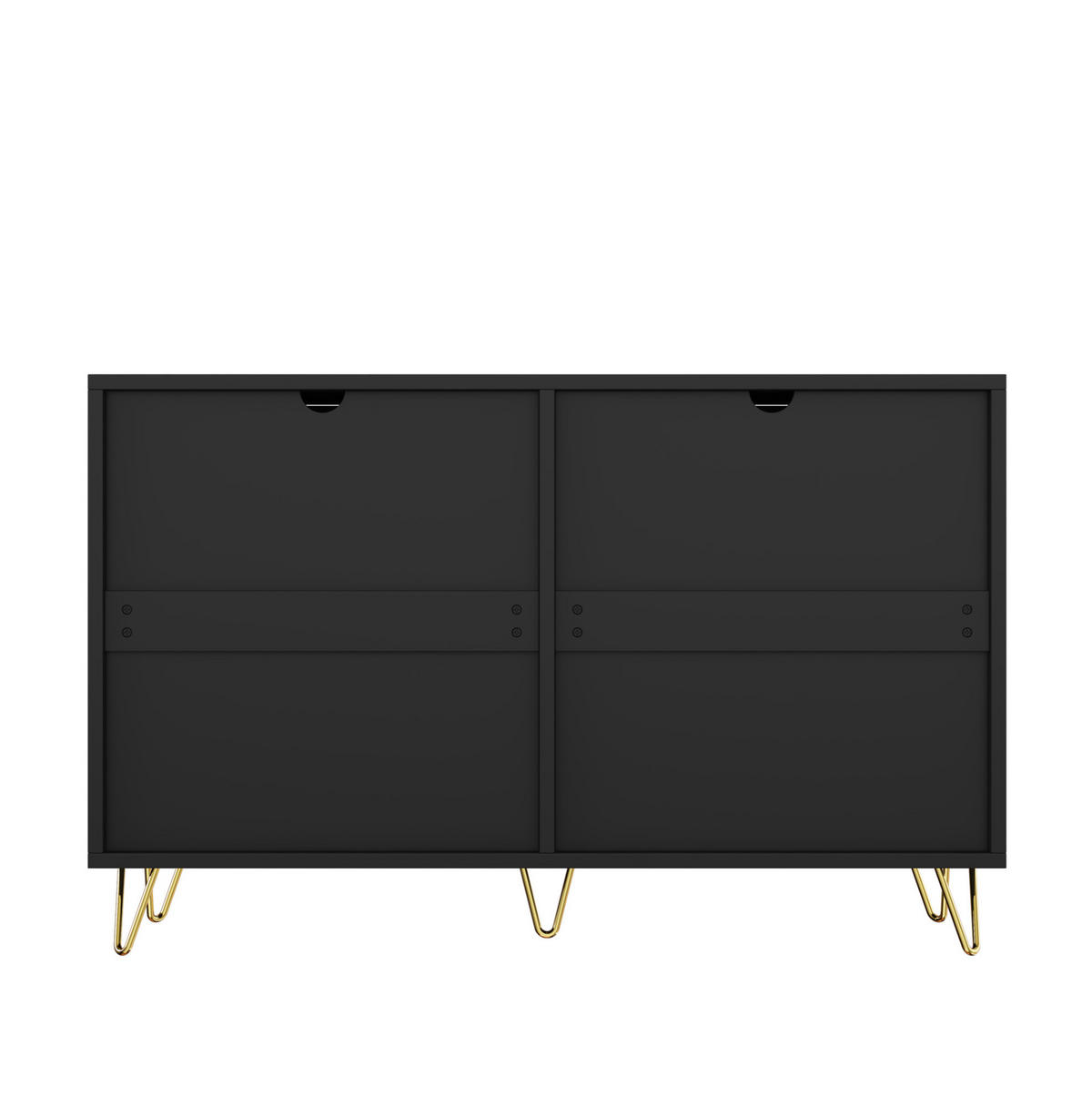 SIDEBOARD 120/40/77 cm Schwarz/Gold aus Spanplatte mit 6 Schubladen - Schwarz, Holzwerkstoff (120/77/40cm) - OKWISH
