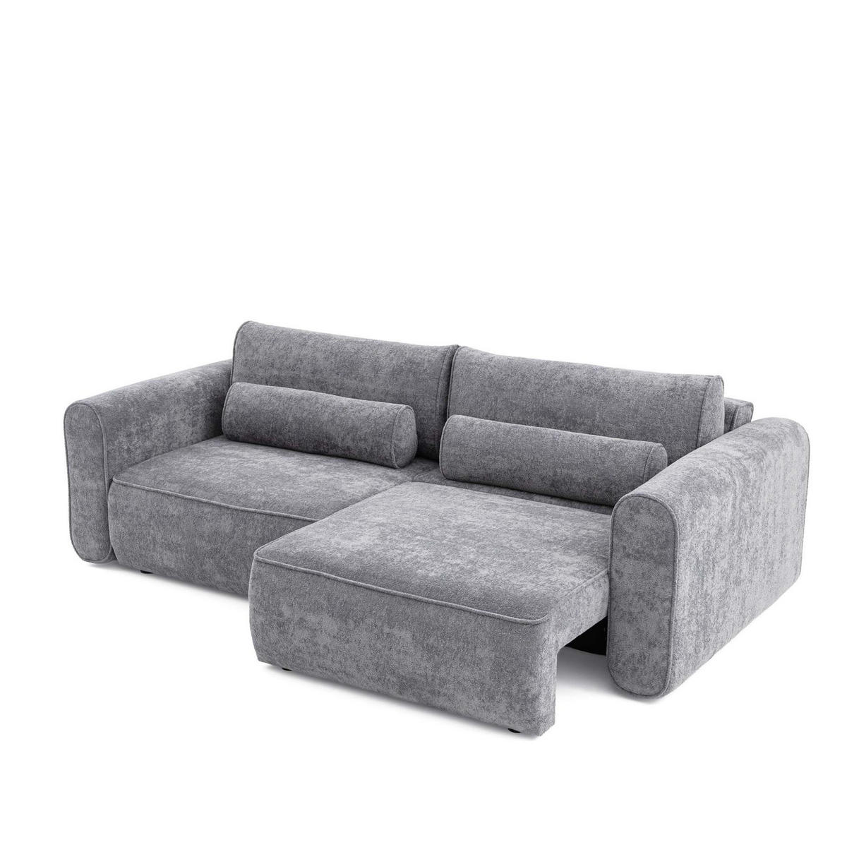 ECKSOFA MOTION mit Schlaffunktion 130x200 Webstoff Dunkelgrau - Dunkelgrau/Schwarz, Holz/Textil (250/166cm) - Muffo