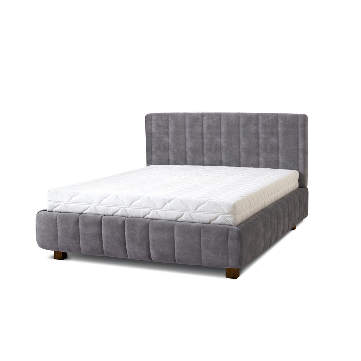 POLSTERBETT Calma 180x200 in Plüsch Ash Warm Gray - Blaugrau, Holz (180/200cm) - Letti Moderni