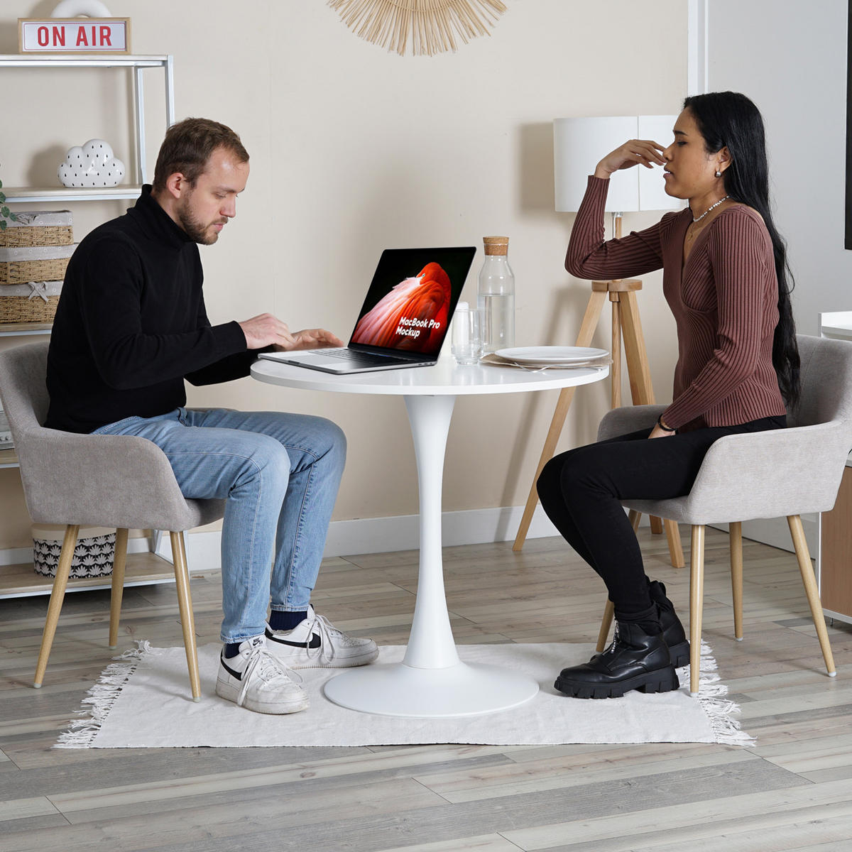 WEISSER Esstisch im modernen Stil - Weiß, Metall (80/80/72.5cm) - Meubles Cosy