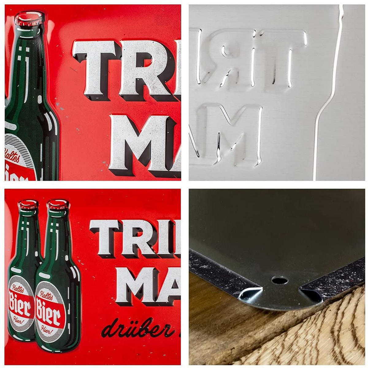 BLECHSCHILD 20/30 cm Open Bar Trink mal drüber nach - Multicolor, Metall (30/20/0.2cm) - Nostalgic-Art