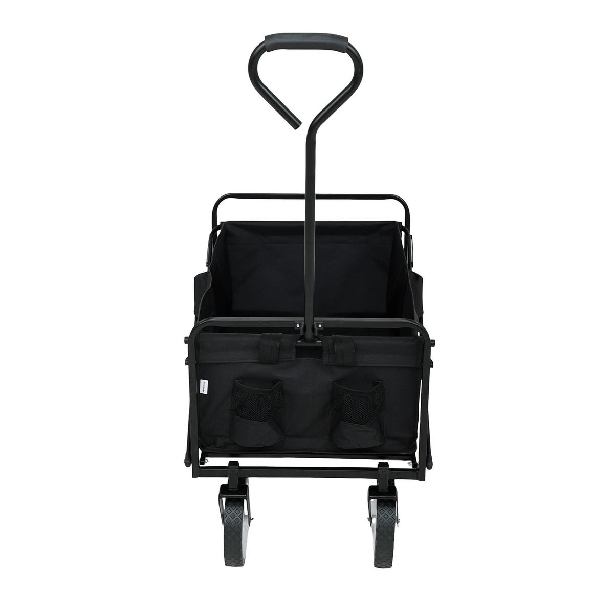CĂRUCIOR DIN LEMN TIP VAGON, se poate strânge, cu capacitate de încărcare de 110 kg - negru, material textil (50/59/50cm) - RAUMHIRSCH FURNITURE